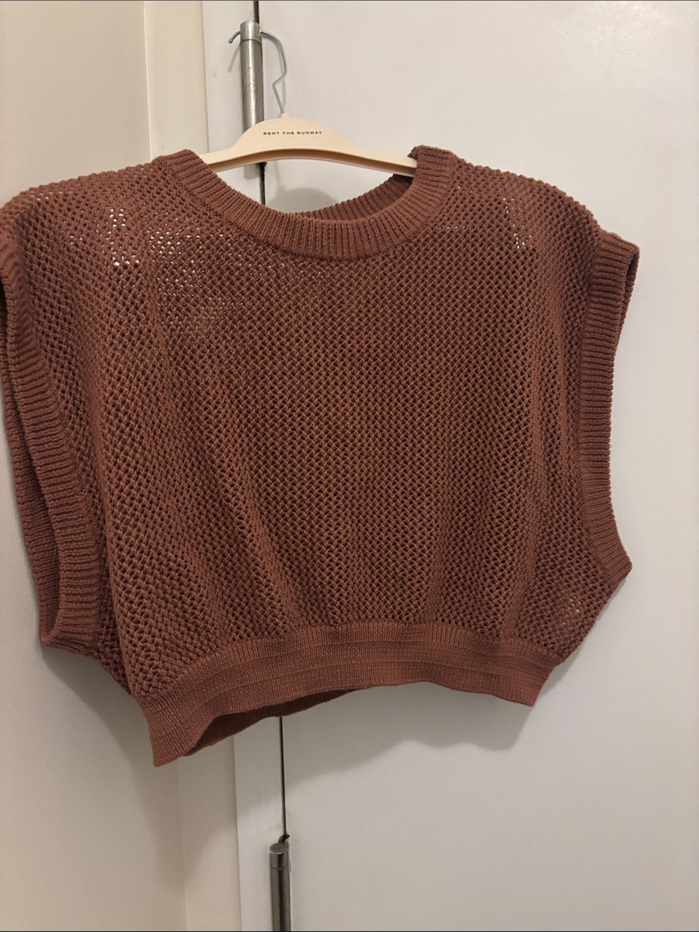 Altar'd State Open-Knit Sleeveless Crewneck Sweater - Brown